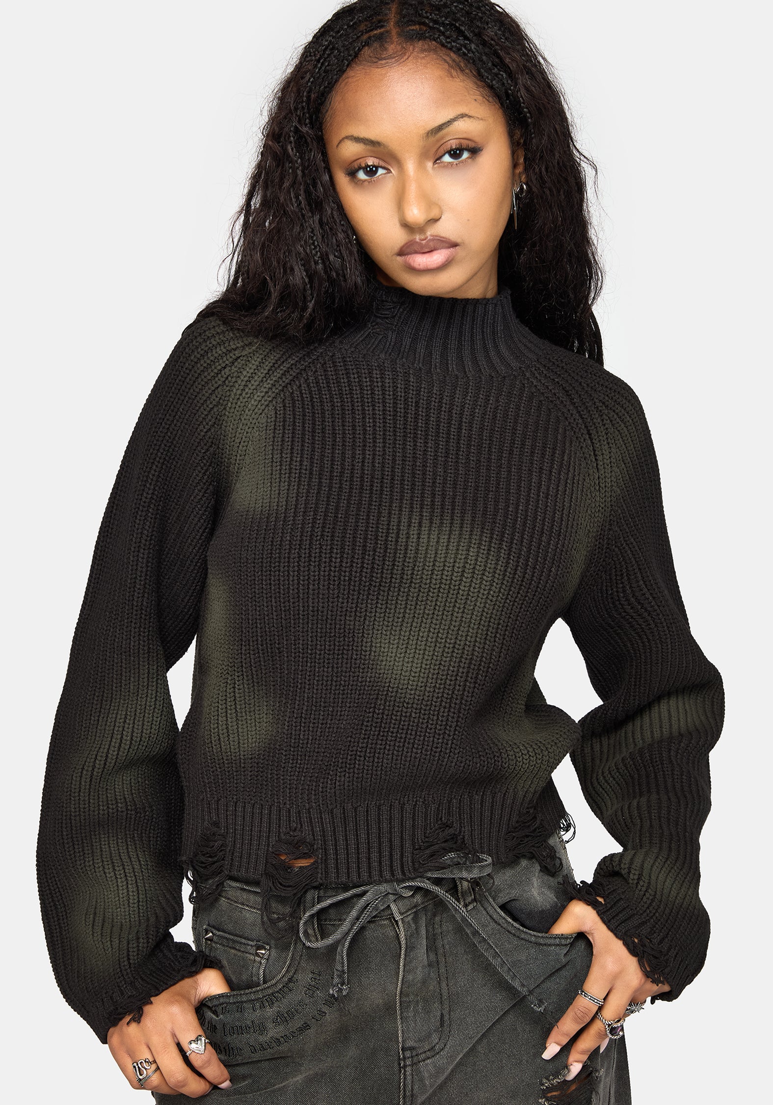 Milaya Overdyed Distressed Knit Jumper