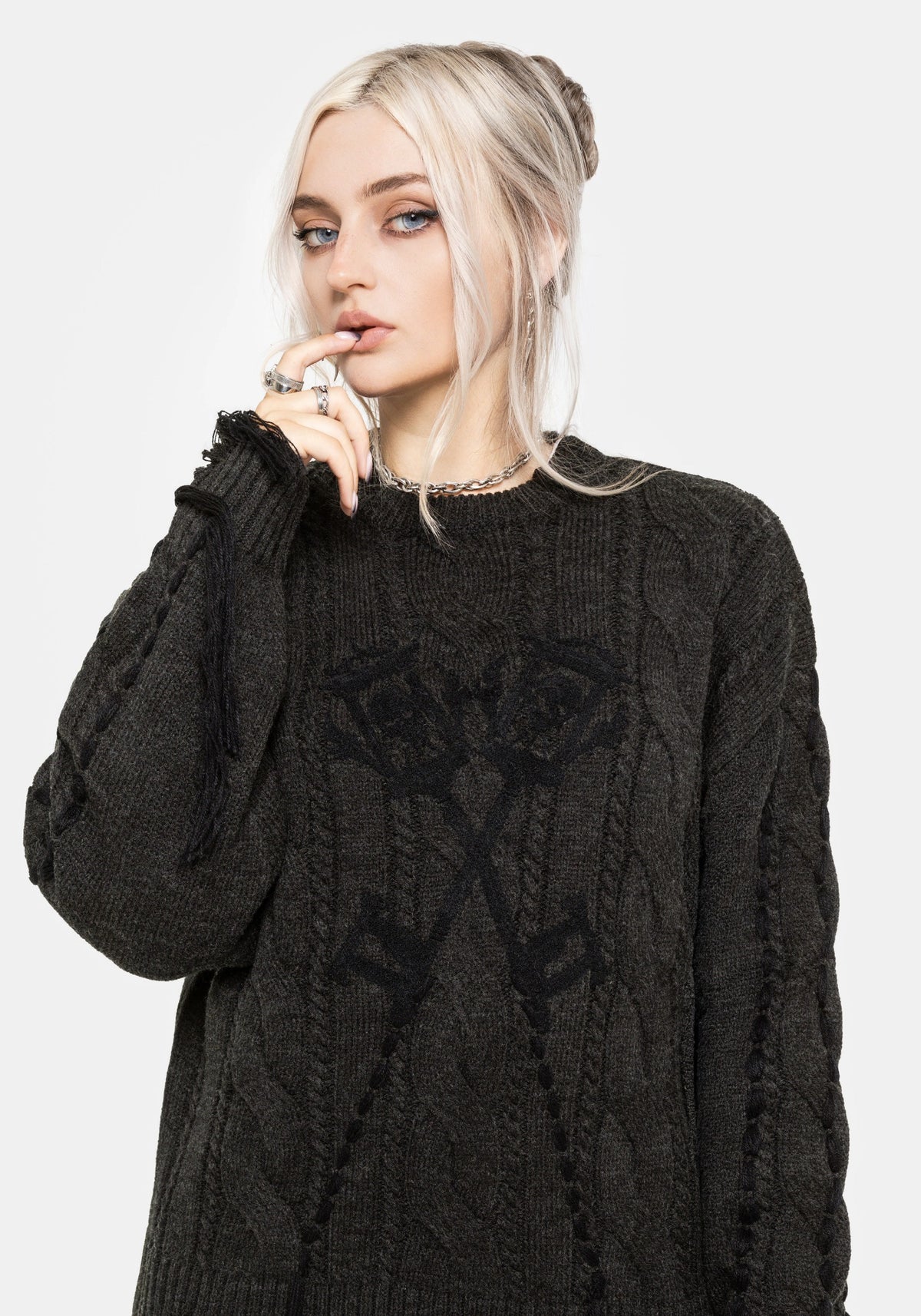 Skorn Skull Key Cable Knit Jumper S