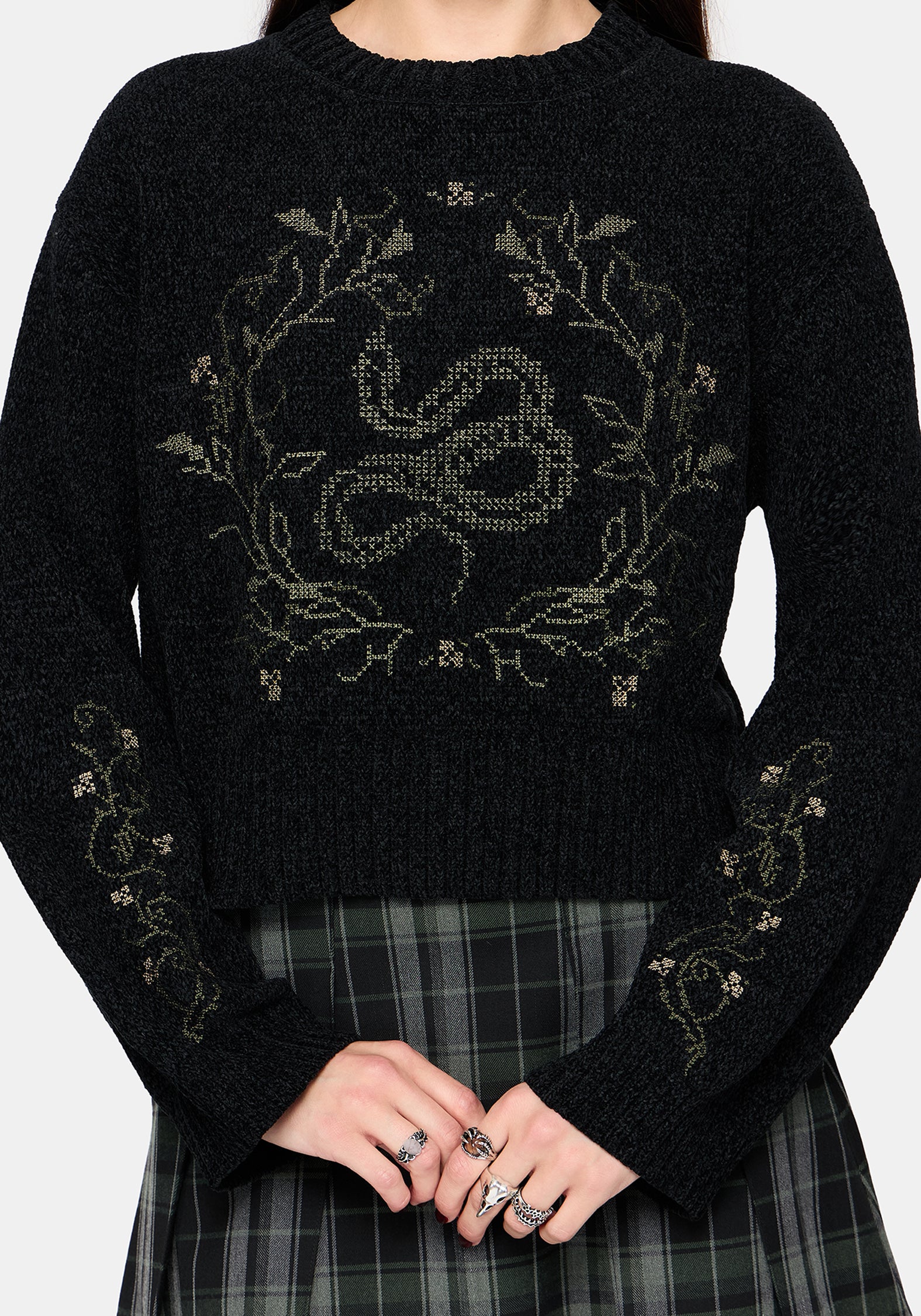 Ophidian Schlange Cross Stitch Strick Pullover