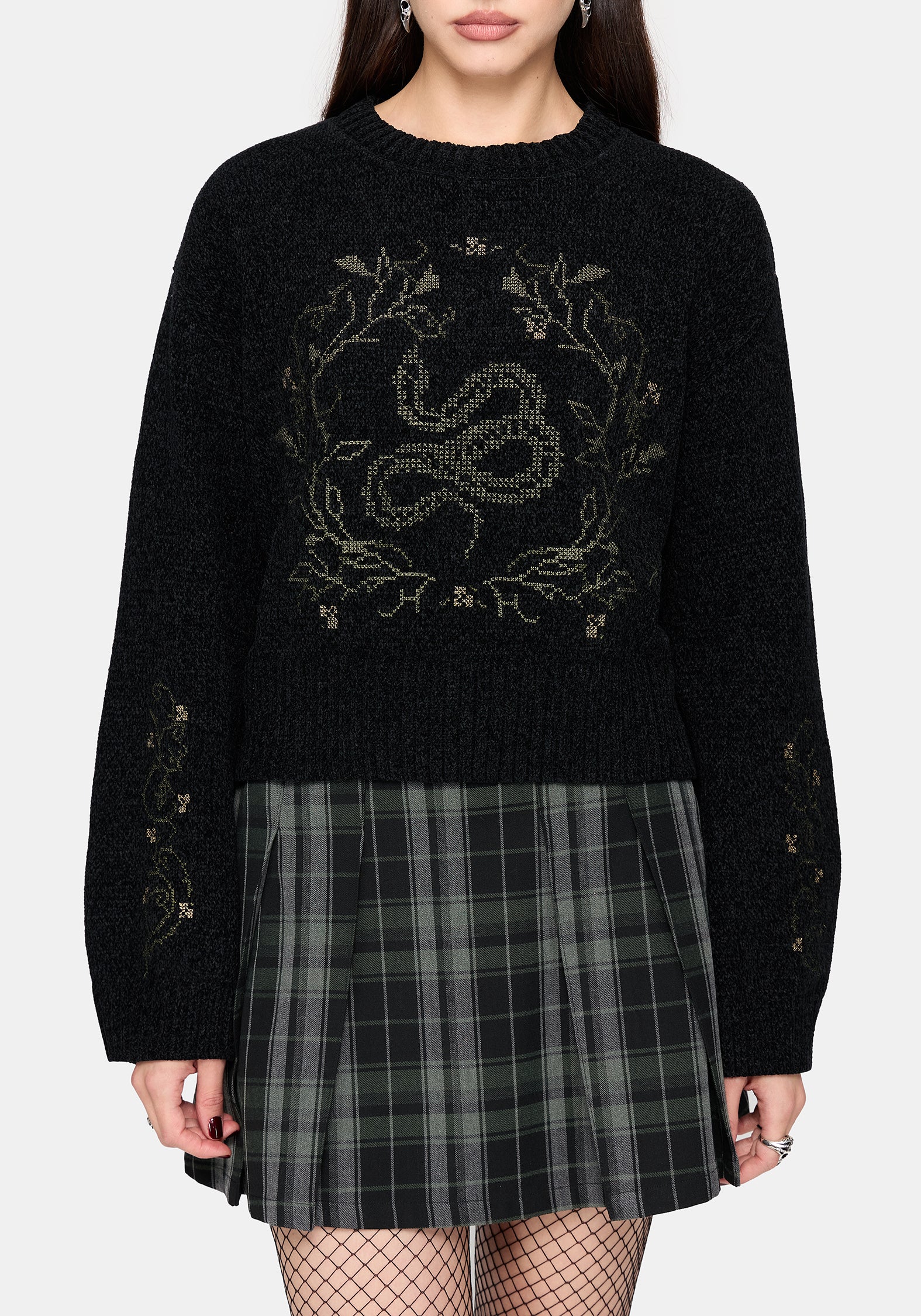 Ophidian Schlange Cross Stitch Strick Pullover