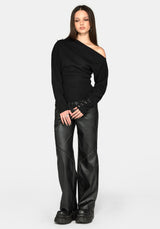 Madigan Asymmetrisch Piercing Strick Oberteil