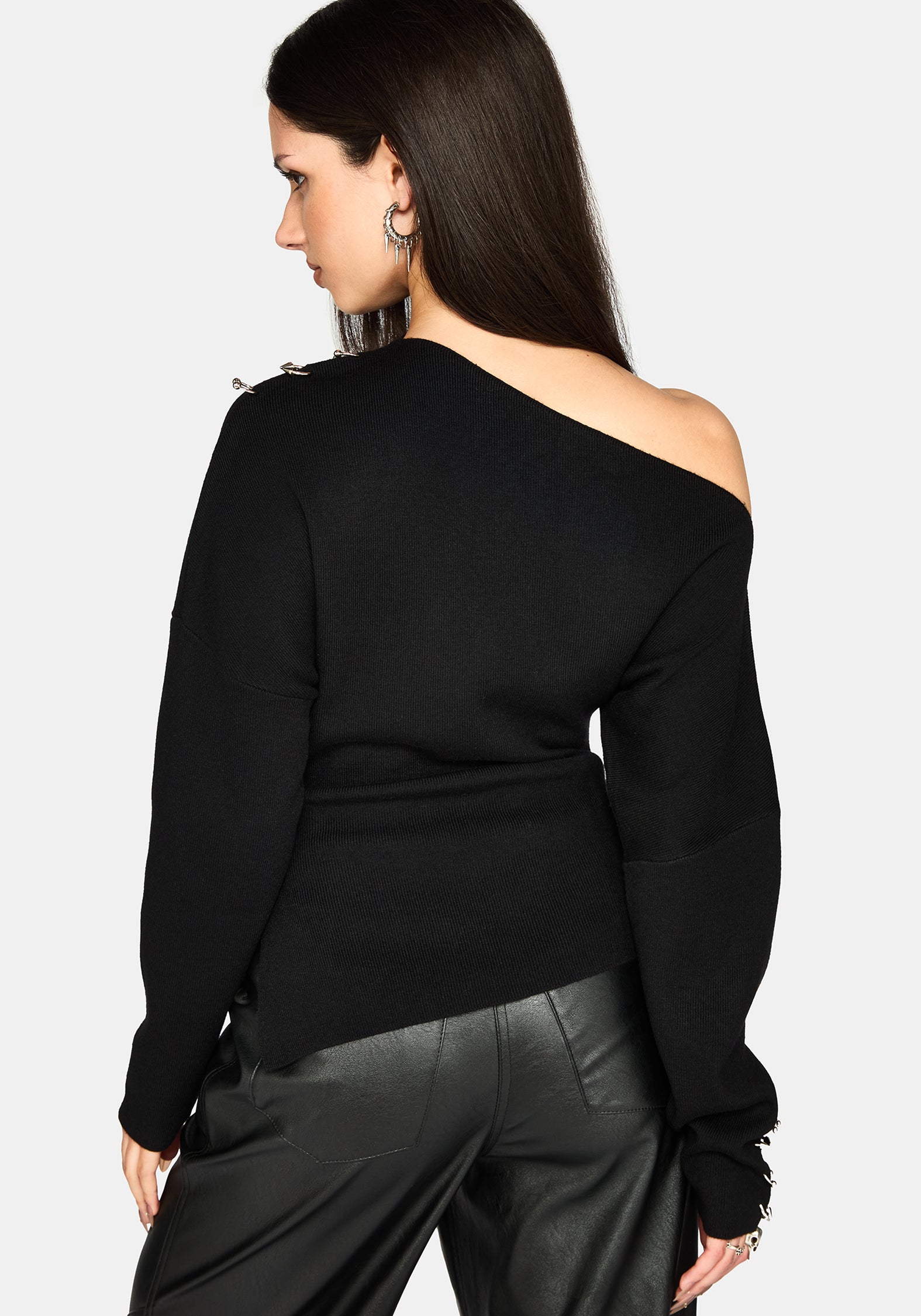 Madigan Asymmetrisch Piercing Strick Oberteil