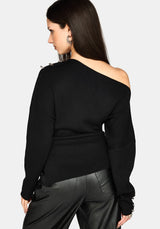 Madigan Asymmetrisch Piercing Strick Oberteil