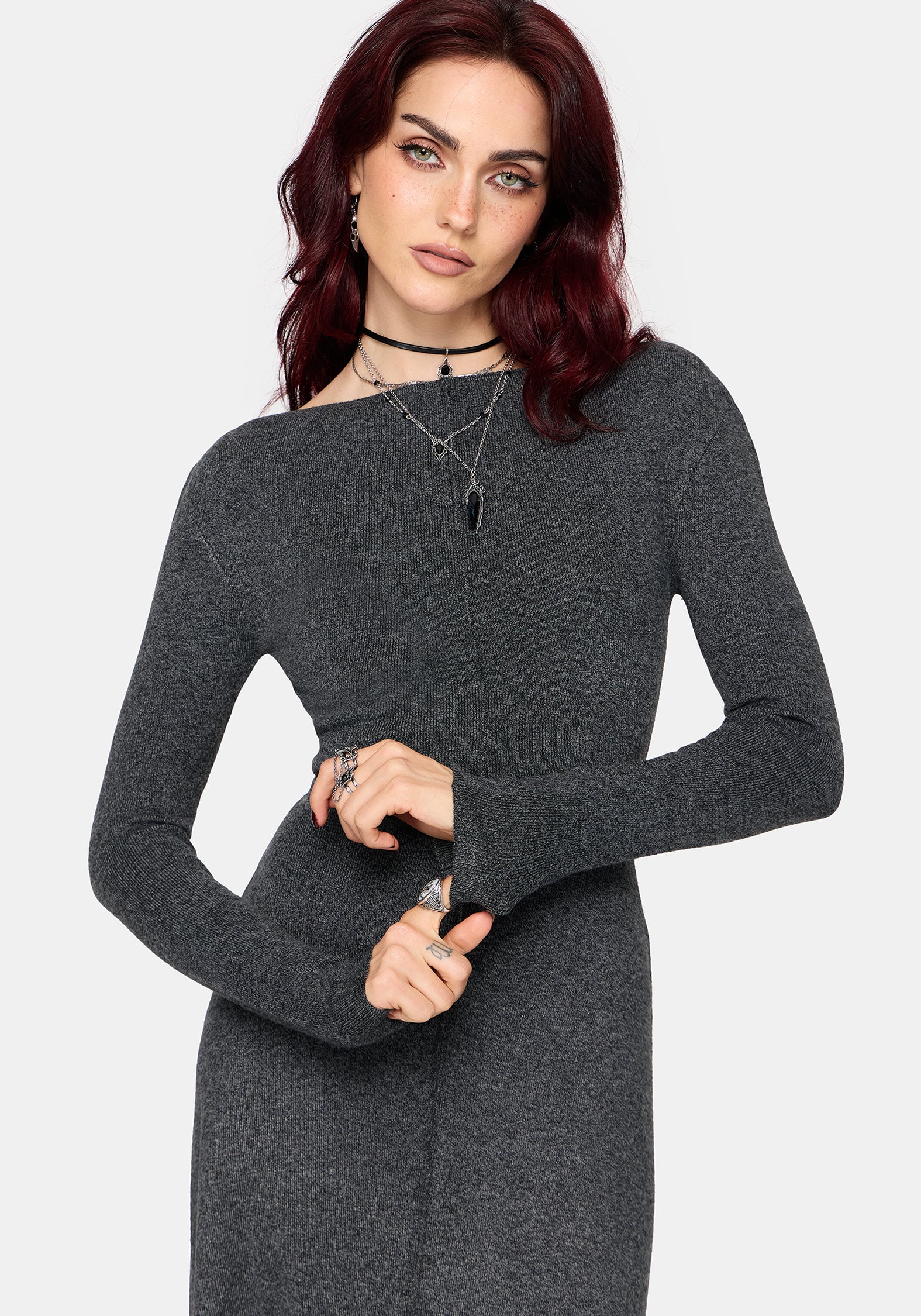 Coralie Exposed Seam Strick Kleid