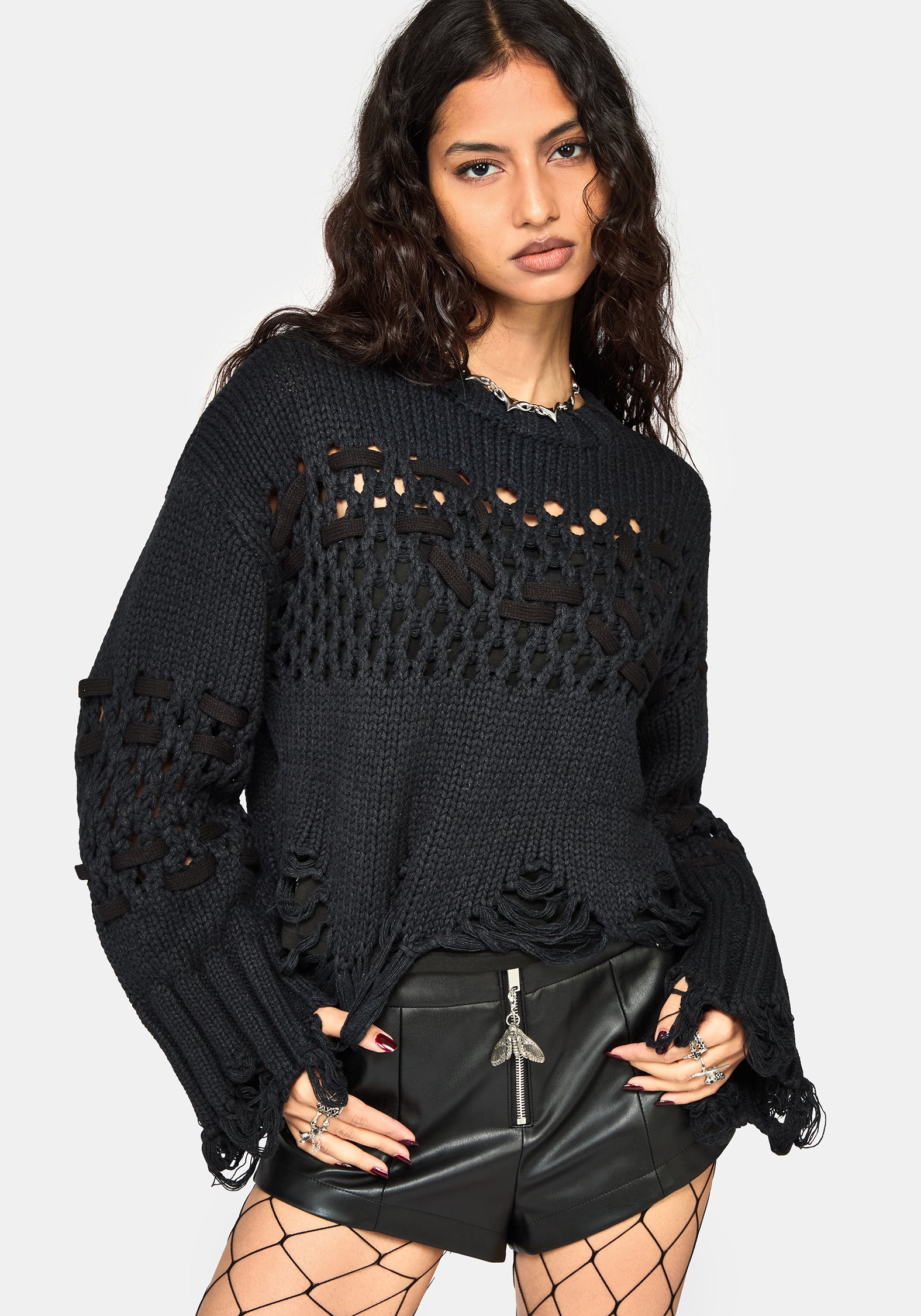 Noel Open Weave Cropped Strick Pullover
