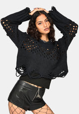 Noel Open Weave Cropped Strick Pullover