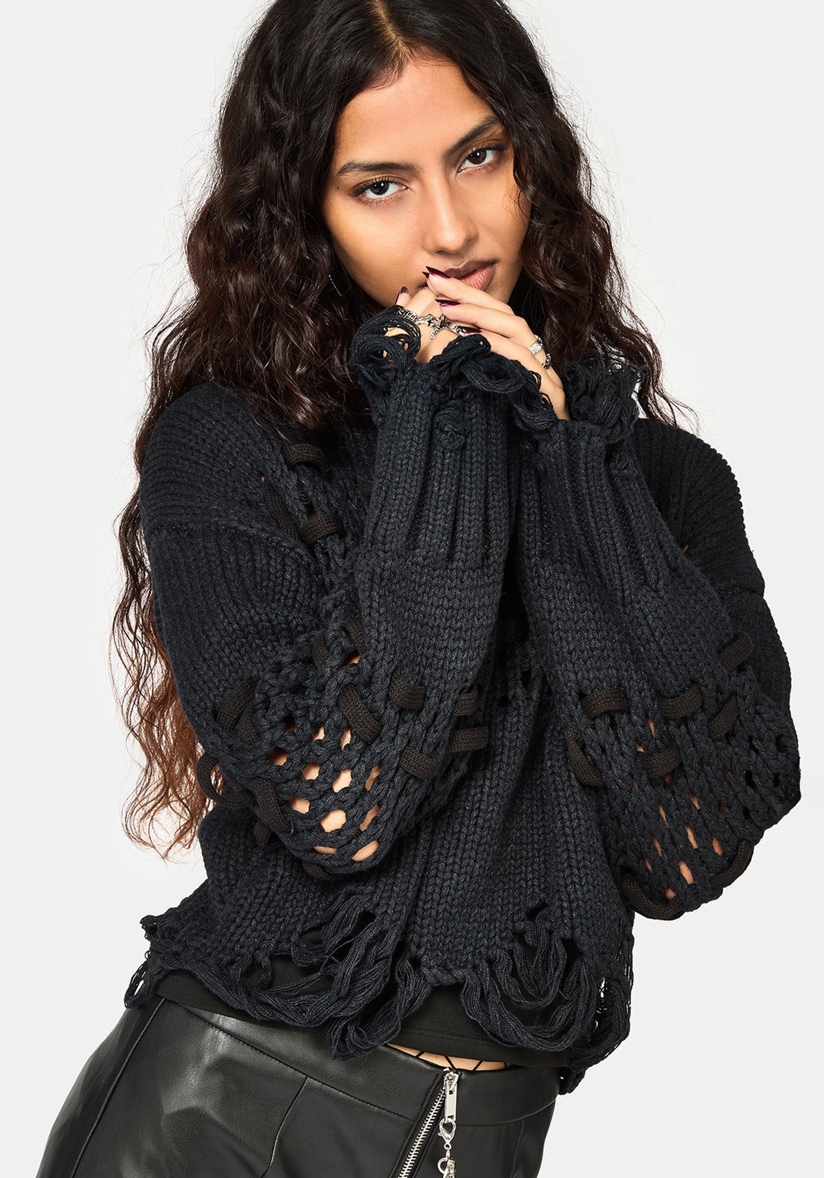 Noel Open Weave Cropped Strick Pullover