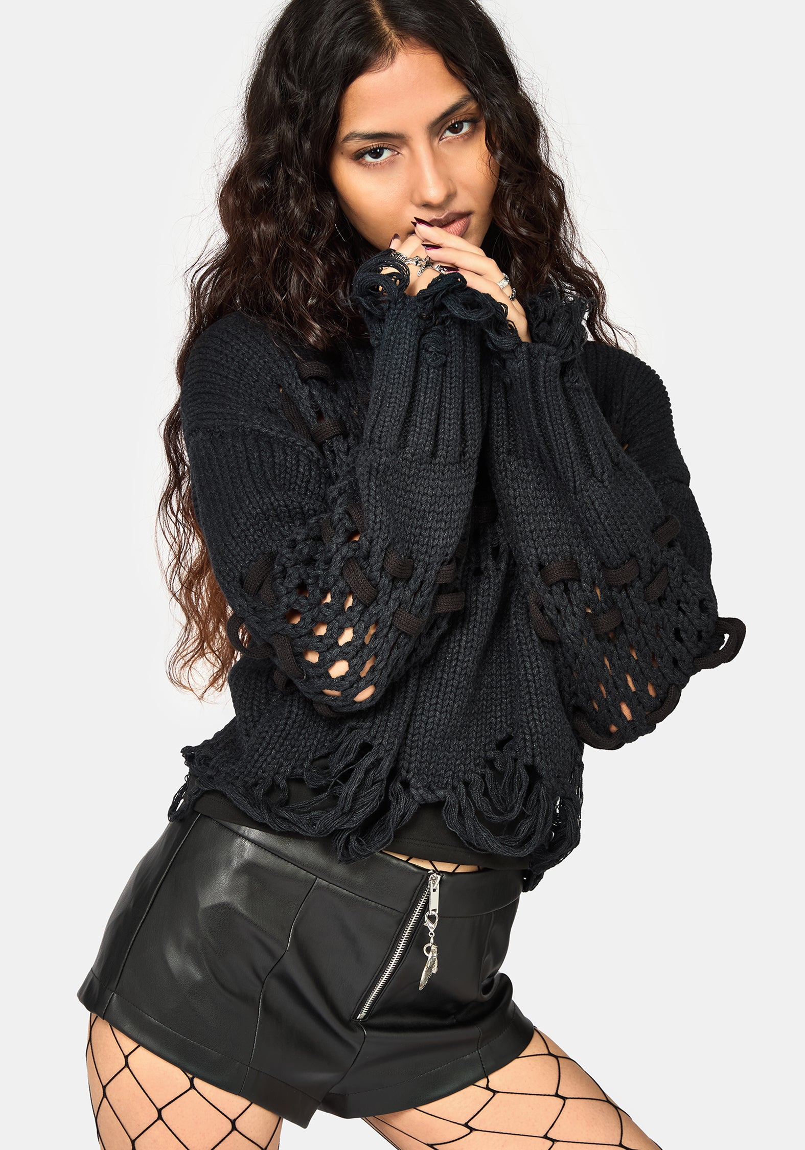 Noel Open Weave Cropped Strick Pullover