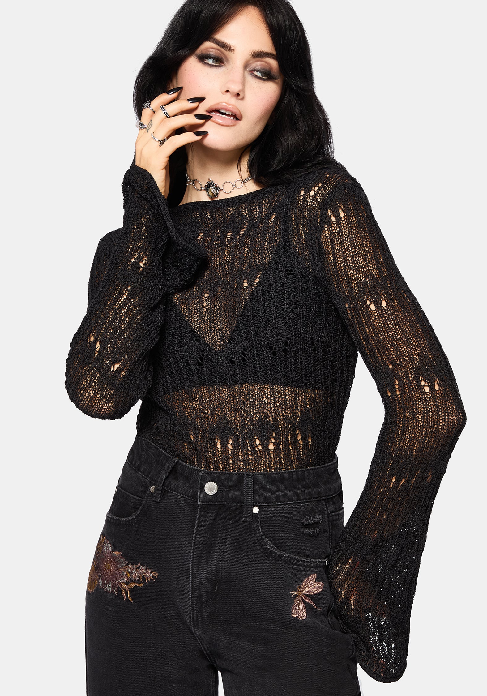 Damien Ladder Knit Top - Black