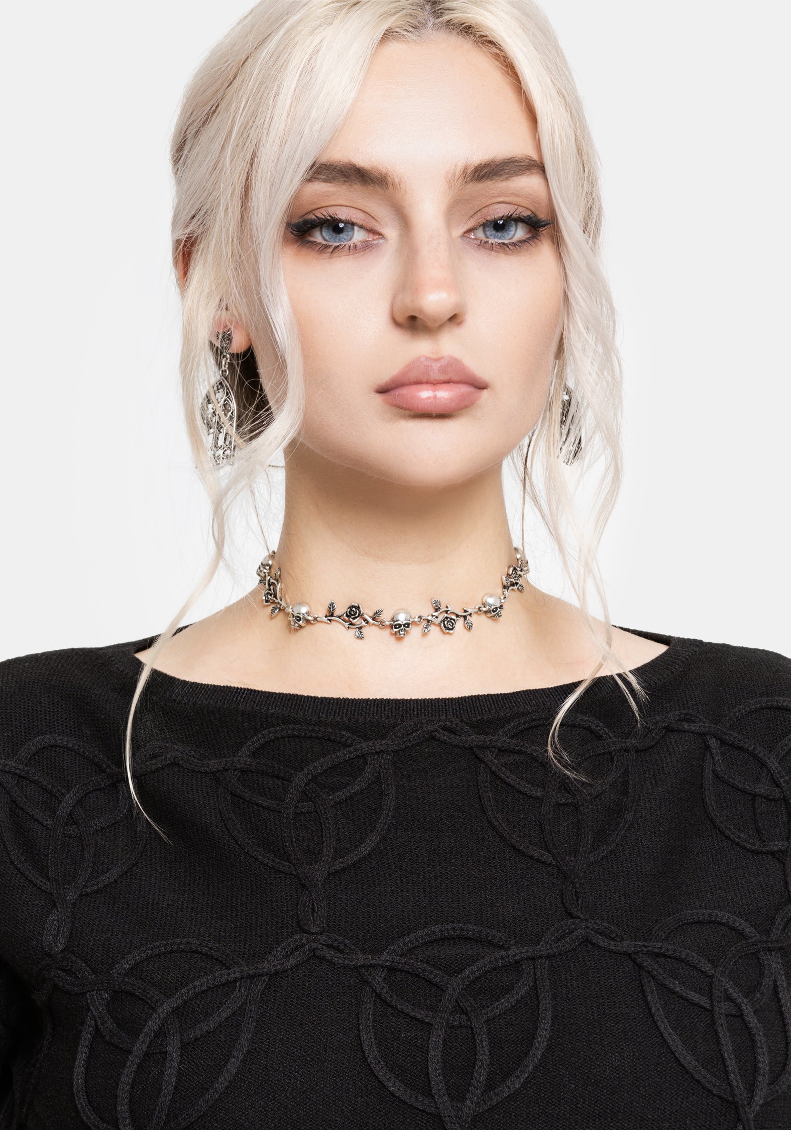 Covet Cotton-Blend Witches Knot Cable Knit Jumper - Black