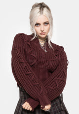 Olkra Weave Chunky Knit Jumper - Burgundy S