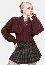 Olkra Weave Chunky Knit Jumper - Burgundy S