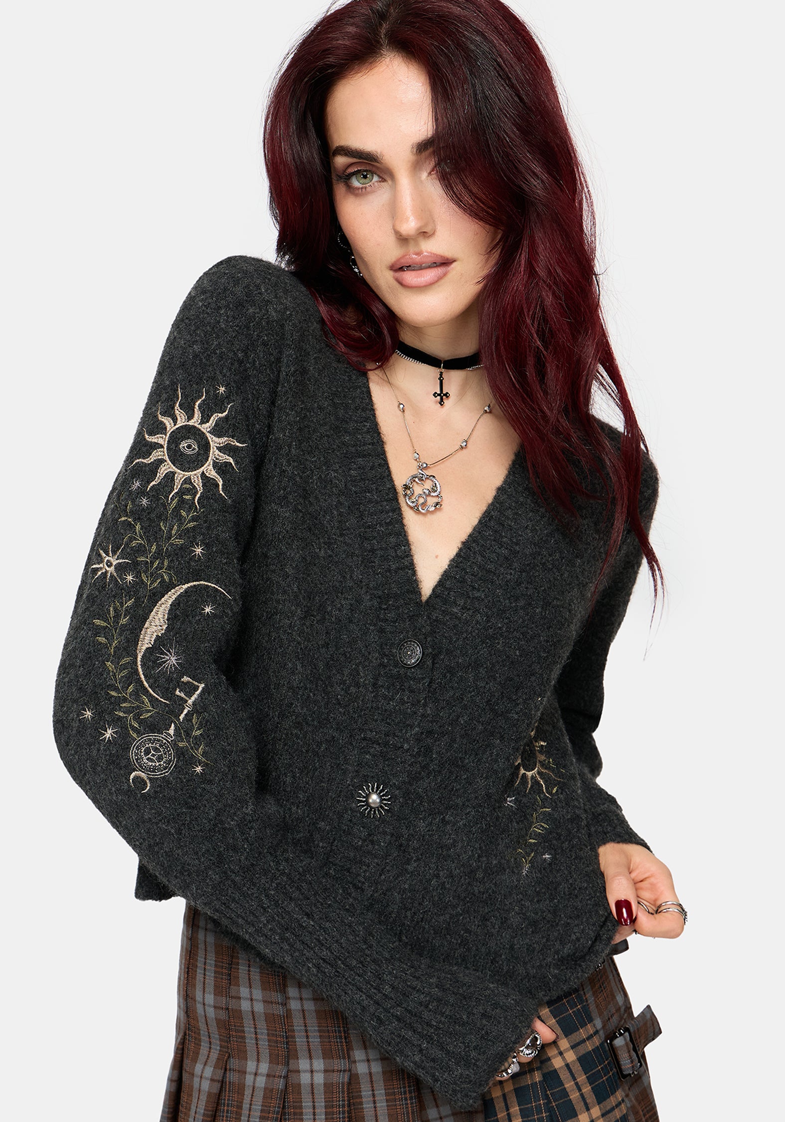 Mogor Himmlisch Bestickt Strick Strickjacke