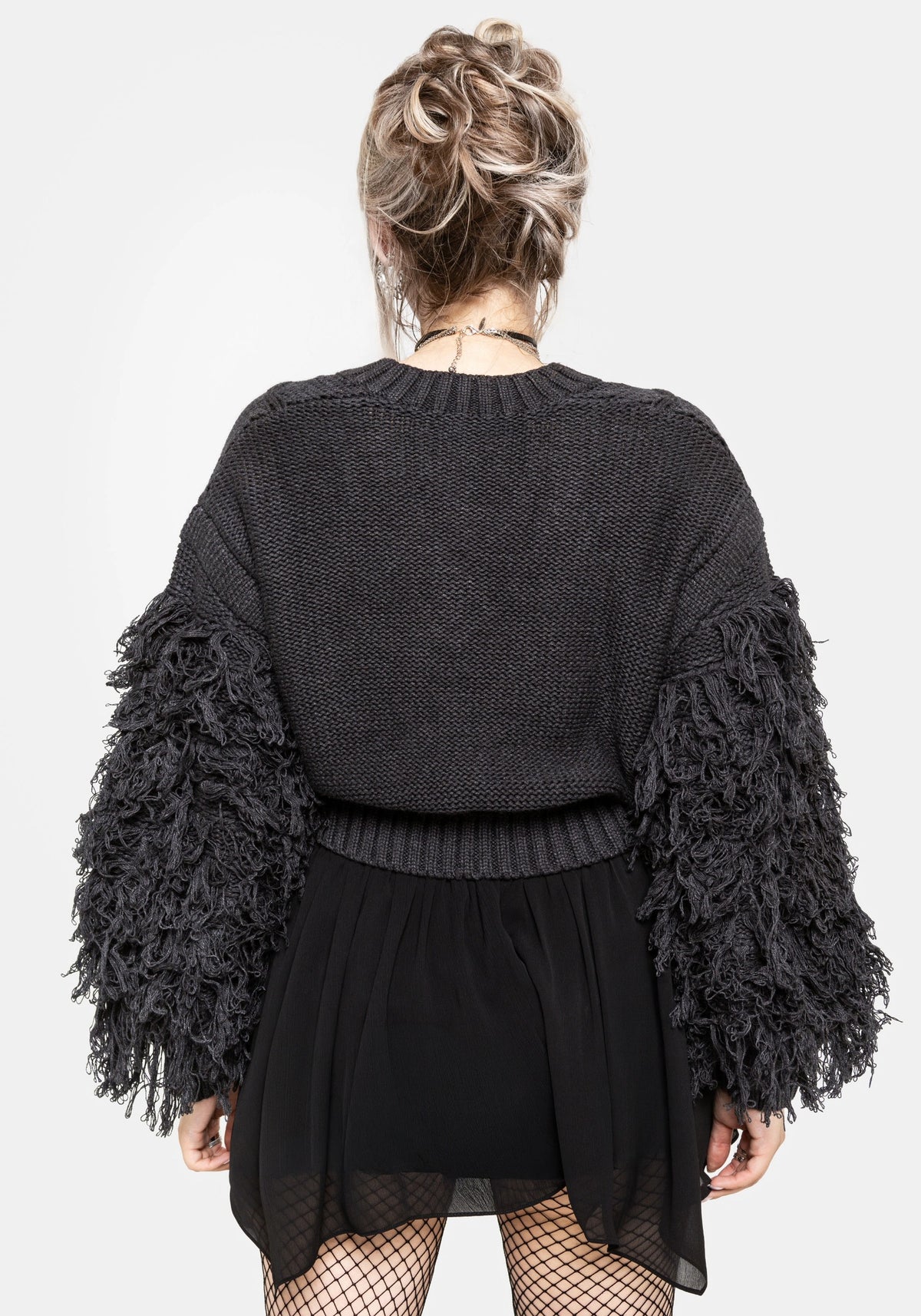 Ebon Shaggy Sleeve Knit Jumper S
