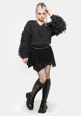 Ebon Shaggy Sleeve Knit Jumper S
