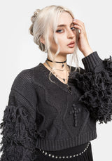 Ebon Shaggy Sleeve Knit Jumper S