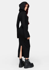 Heike Hooded Ribbed Knit Dress