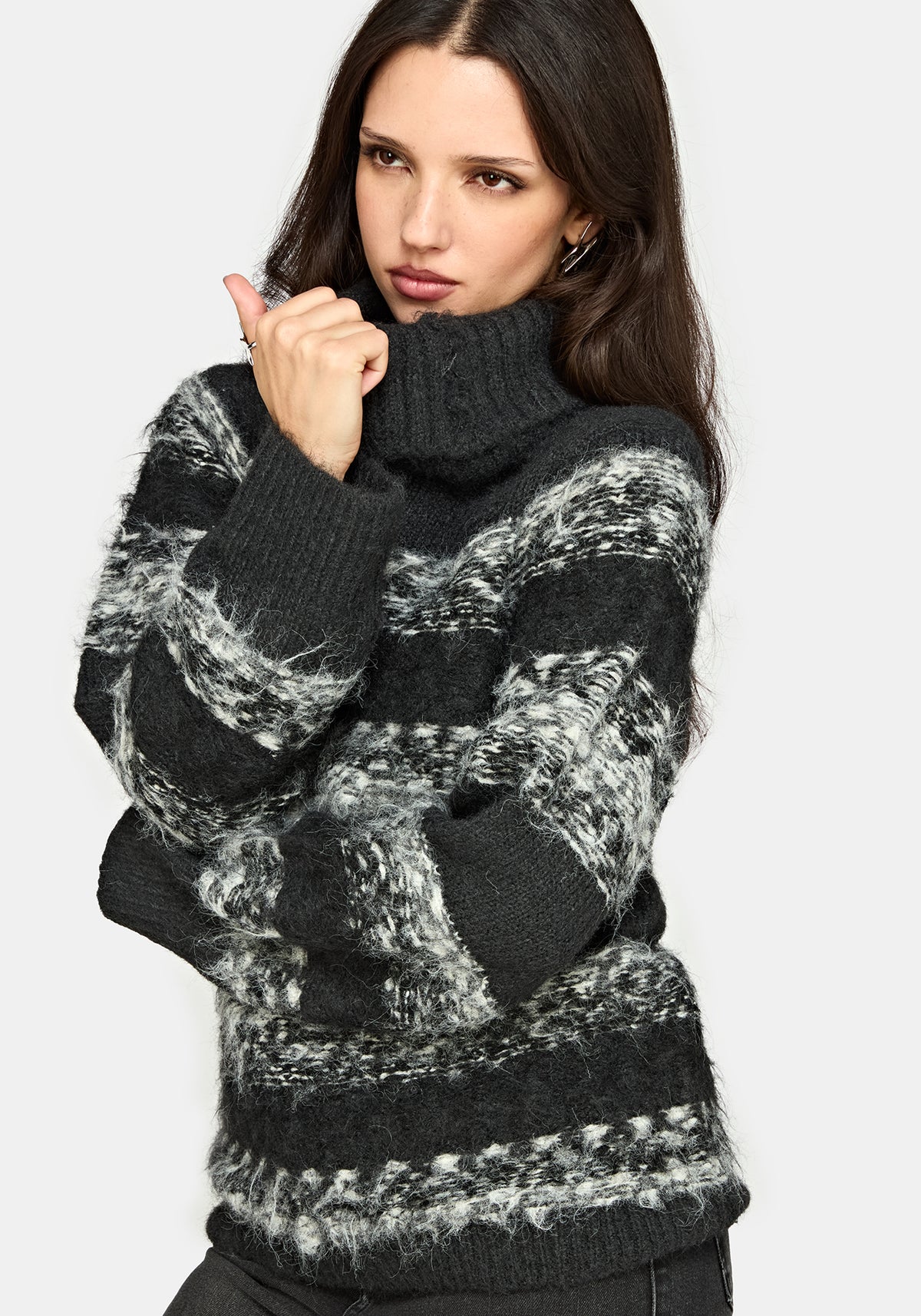 Harlow Stripe Roll Neck Knit Jumper