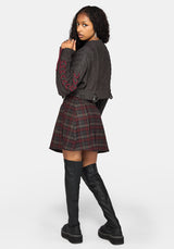 Skulk Distressed Cable Knit Crop Jumper - Charcoal