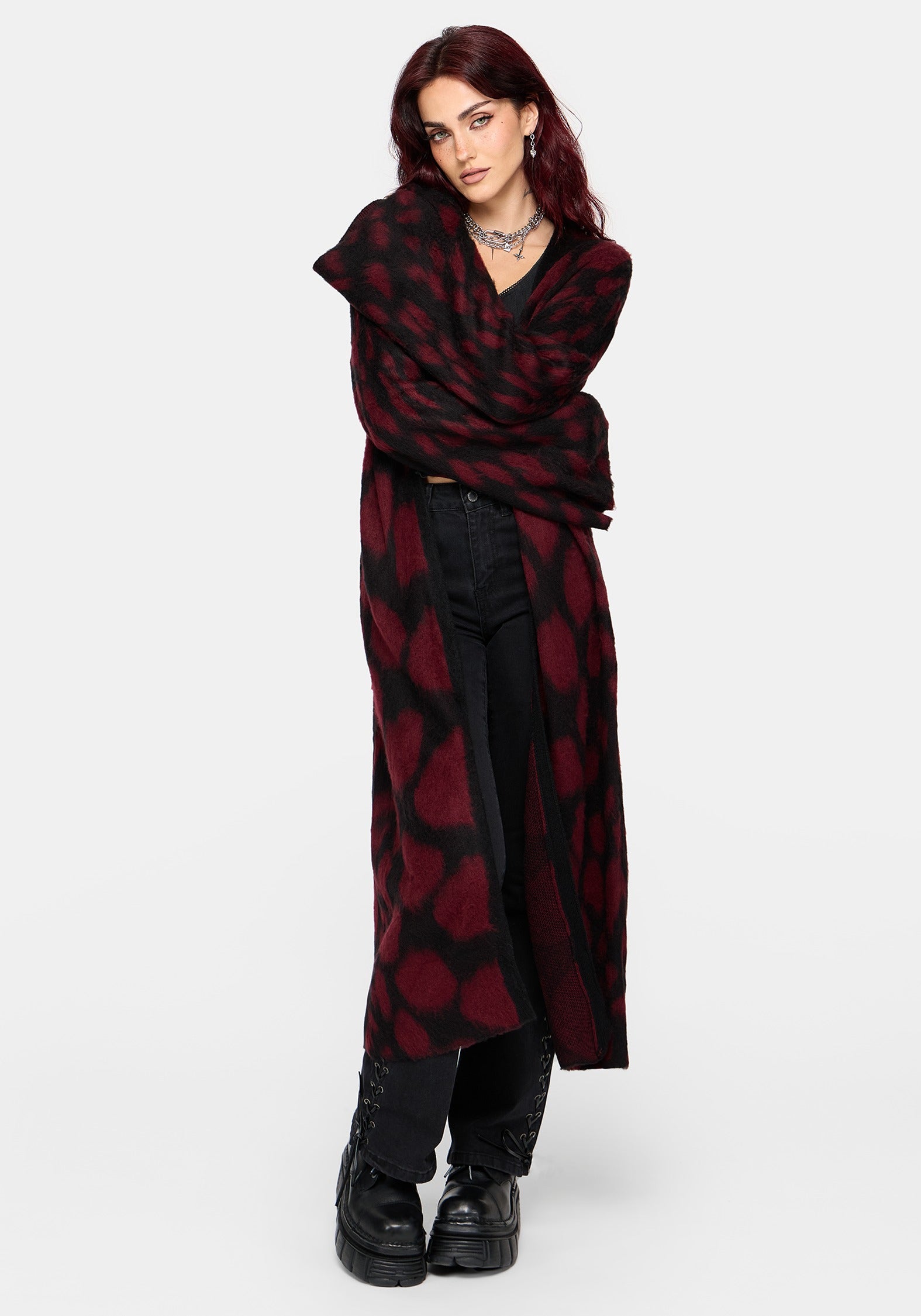 Adder Scales Jacquard Lang geschnitten Strickjacke