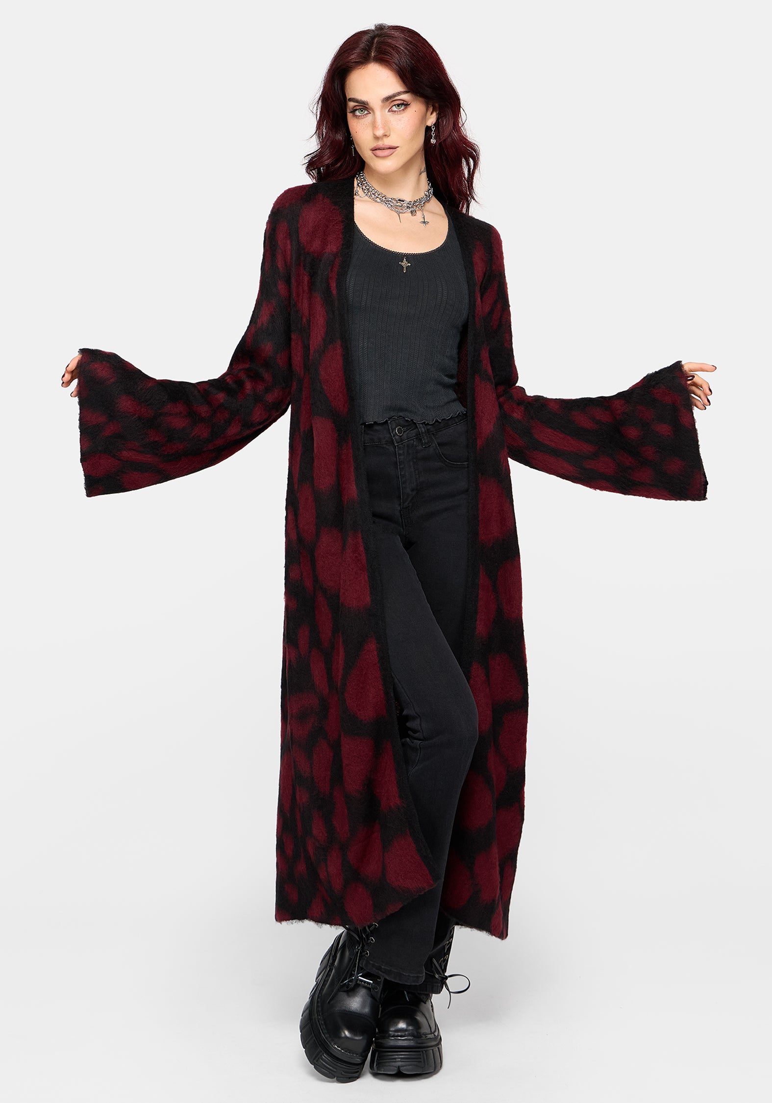 Adder Scales Jacquard Lang geschnitten Strickjacke