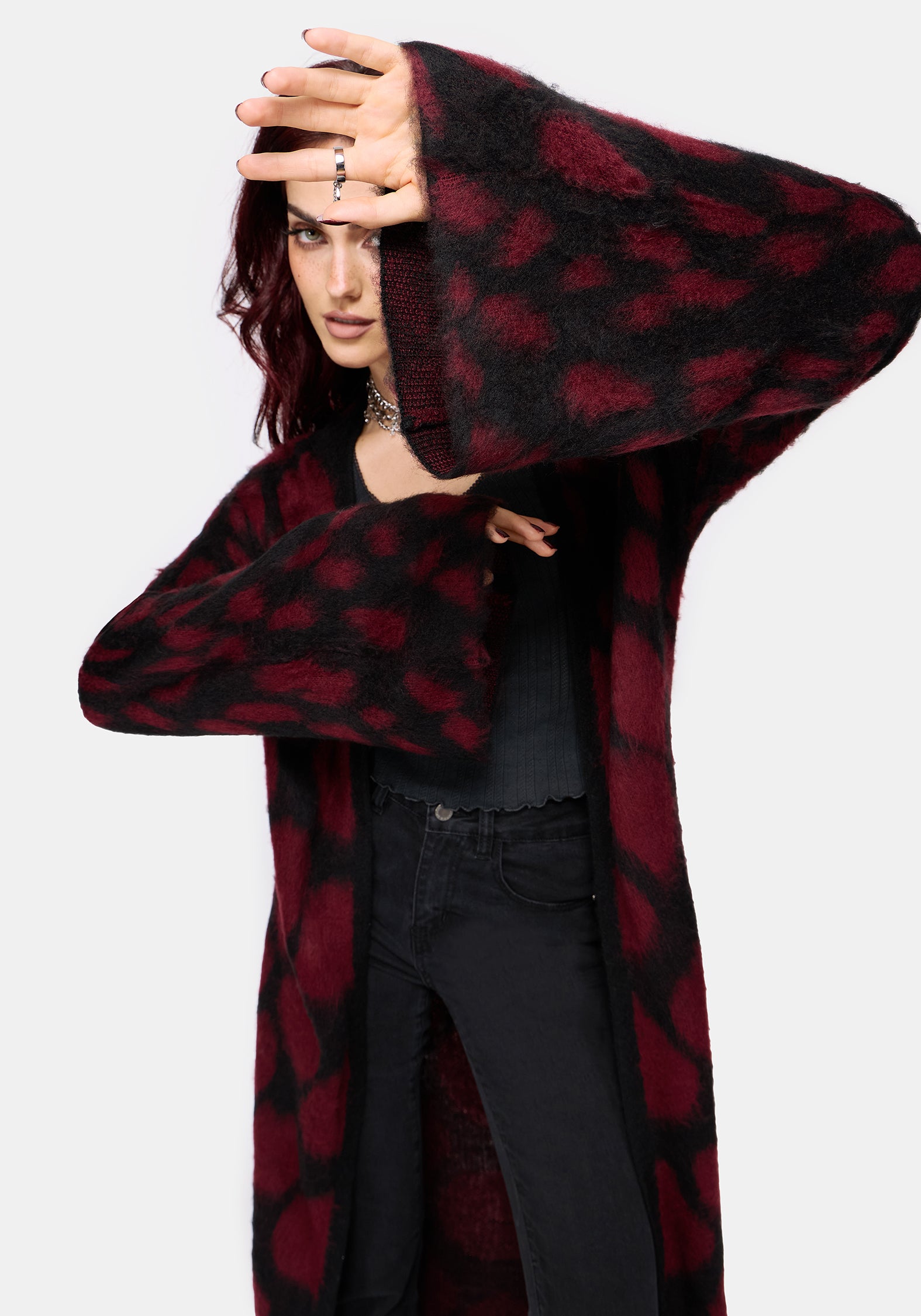 Adder Scales Jacquard Lang geschnitten Strickjacke
