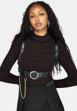 Glenna Check Knit Long Sleeve Top