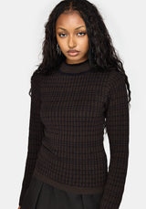 Glenna Check Knit Long Sleeve Top