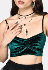 Ami Velour Ruched Bralet - Green