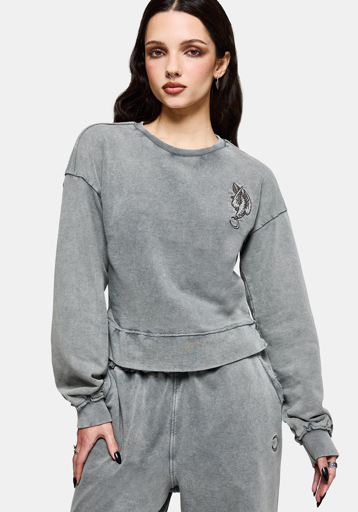 Sylph Fallen Taube Bestickt Sweatshirt