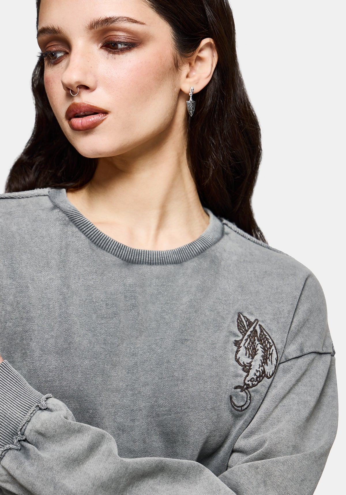 Sylph Fallen Taube Bestickt Sweatshirt