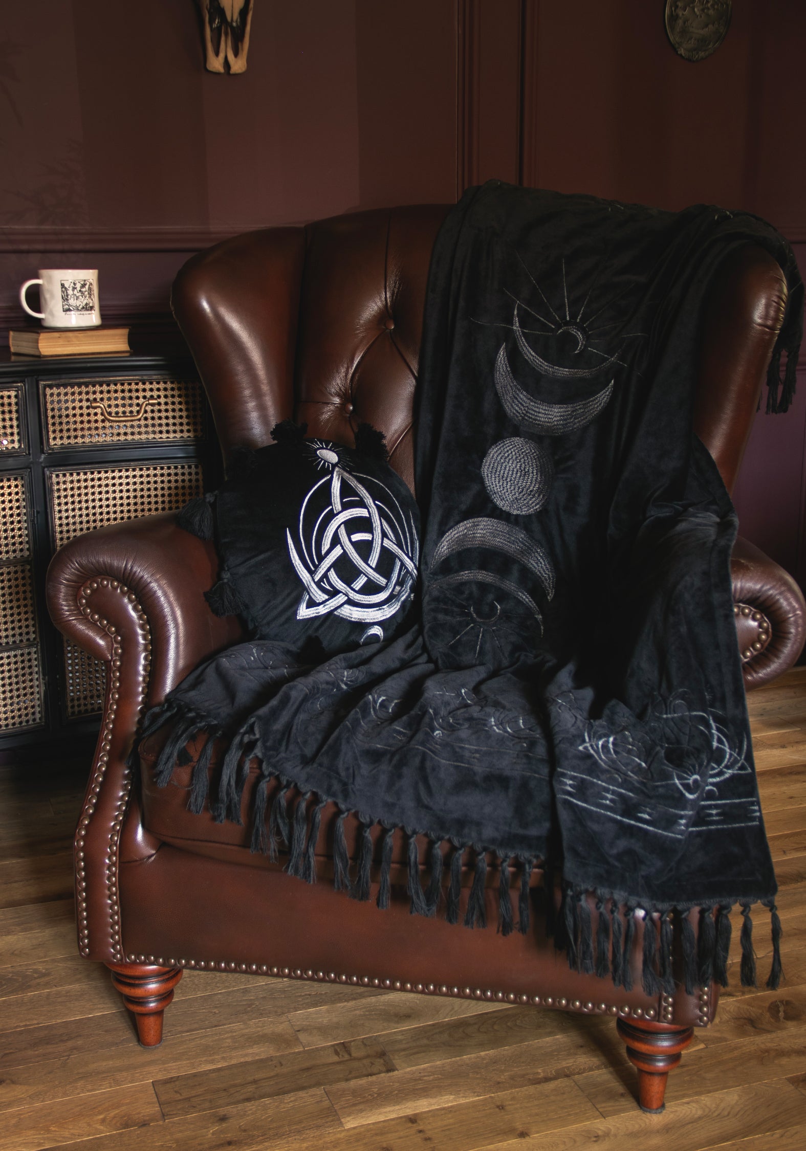 Trinity Moon Embroidered Throw