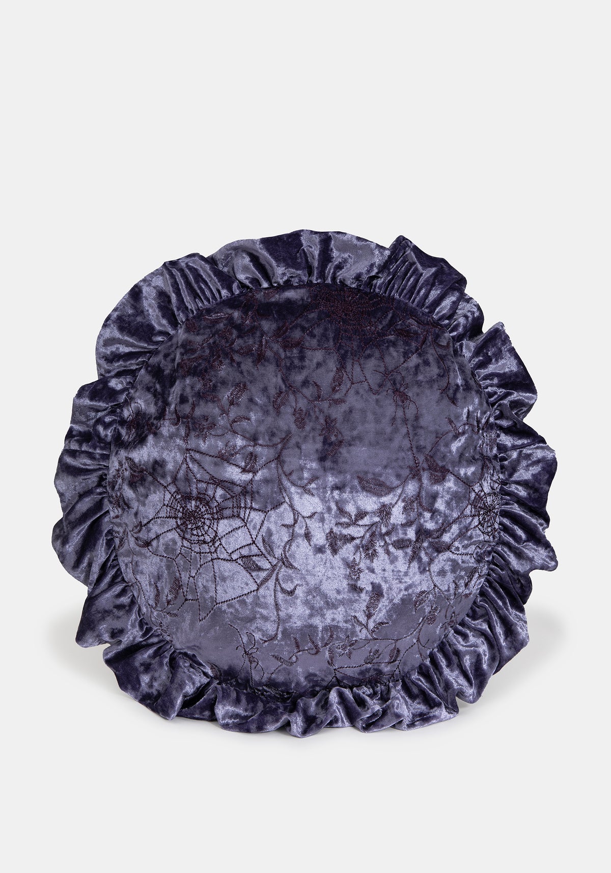 Deadly Nightshade Velvet Ruffle Cushion