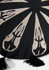 Corvus Embroidered Round Tassel Cushion