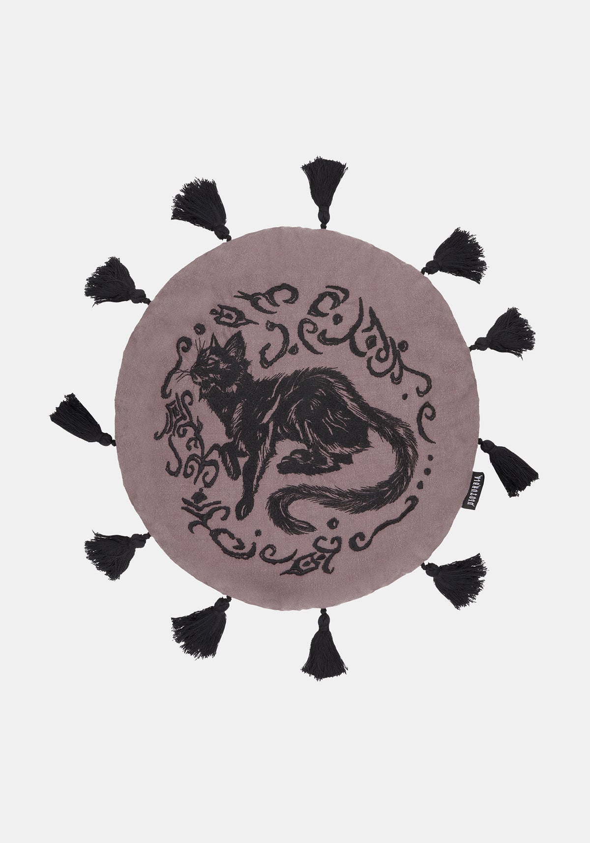 Frellen Cat Embroidered Round Tassel Cushion