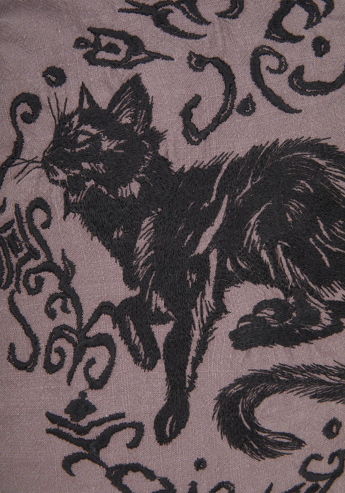 Frellen Cat Embroidered Round Tassel Cushion
