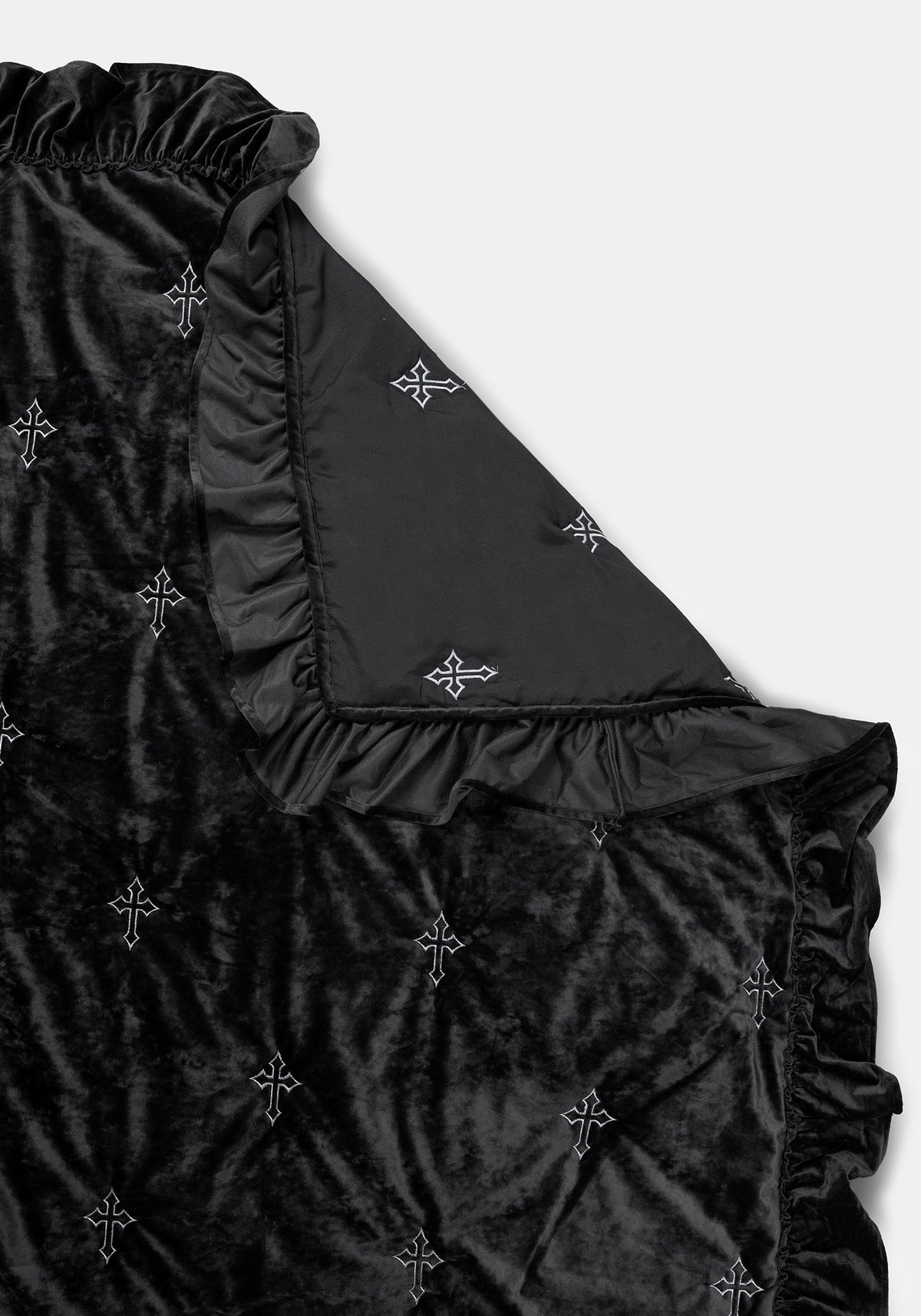 Vurlo Crushed Velvet Embroidered Cross Blanket