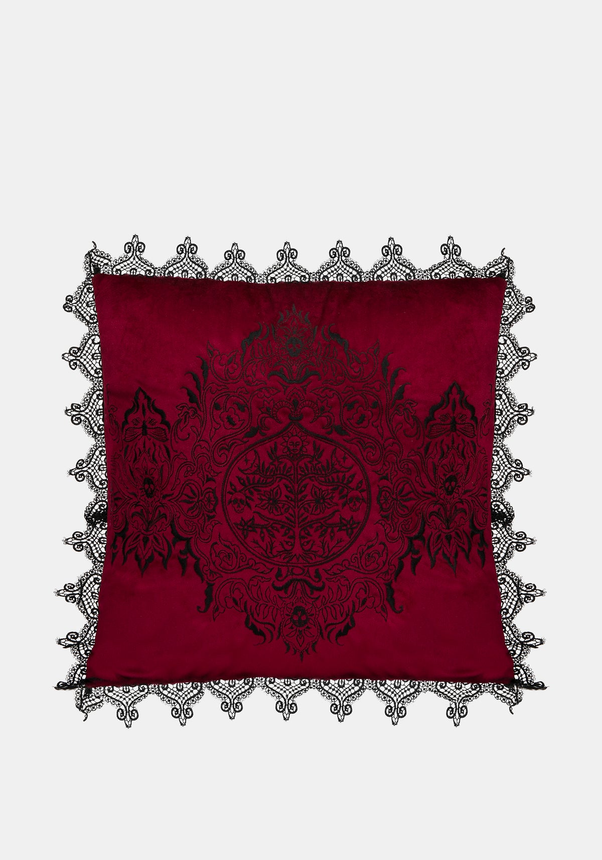 Seloni Embroidered Lace Edge Square Cushion