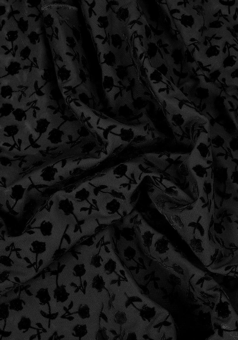 LOVESPELL Beflockt Mesh Lang Ärmel Top