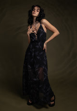 Bracken Transparent Chiffon Strappy Maxi Kleid