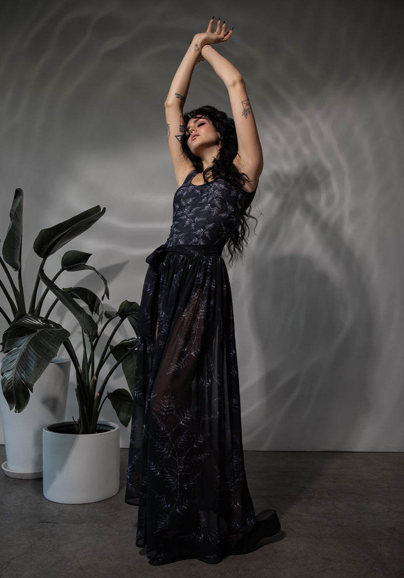 Bracken Transparent Chiffon Krawatte Taille Maxi Rock