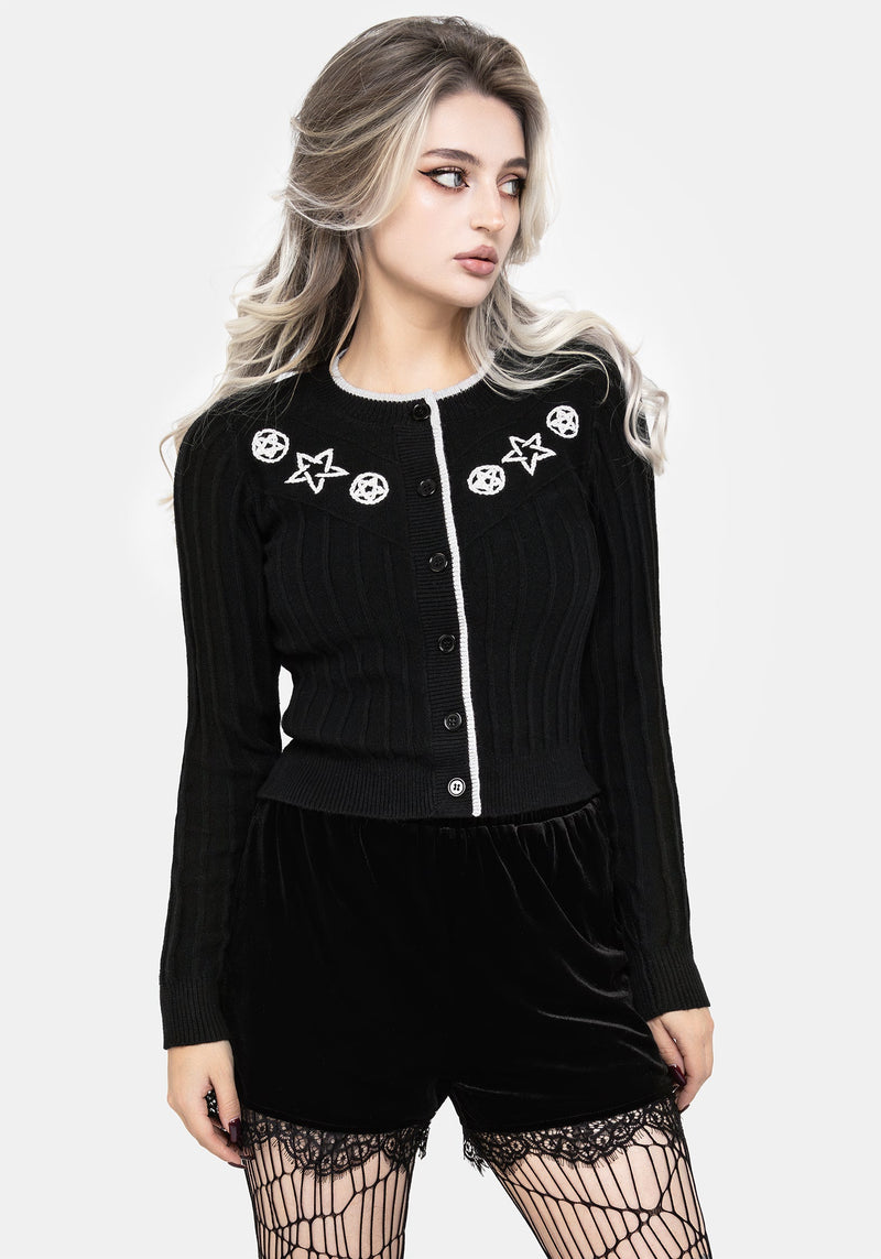 Pentagramm Bestickt Cardigan