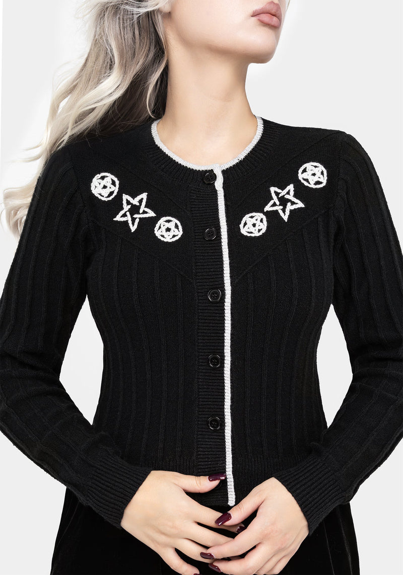 Pentagramm Bestickt Cardigan
