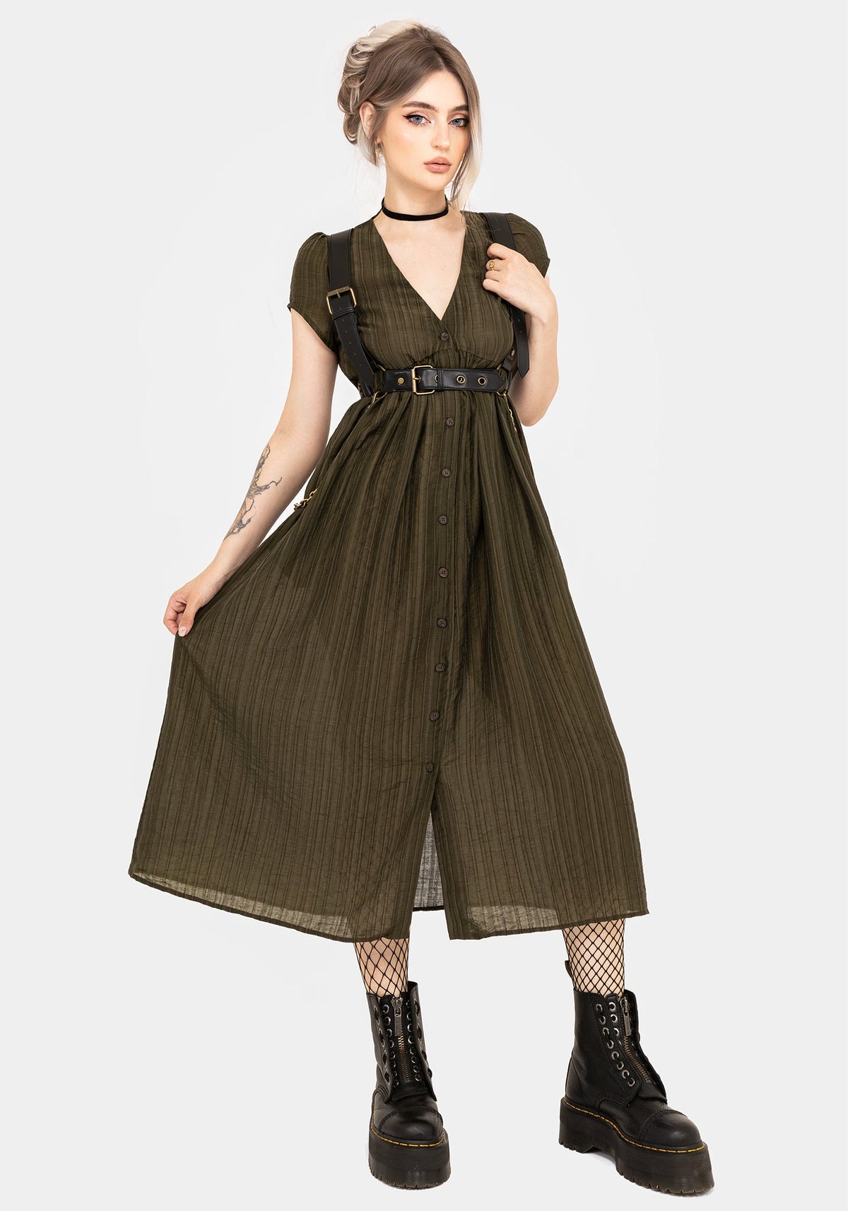 Infinity Knopf Hoch Midaxi Kleid