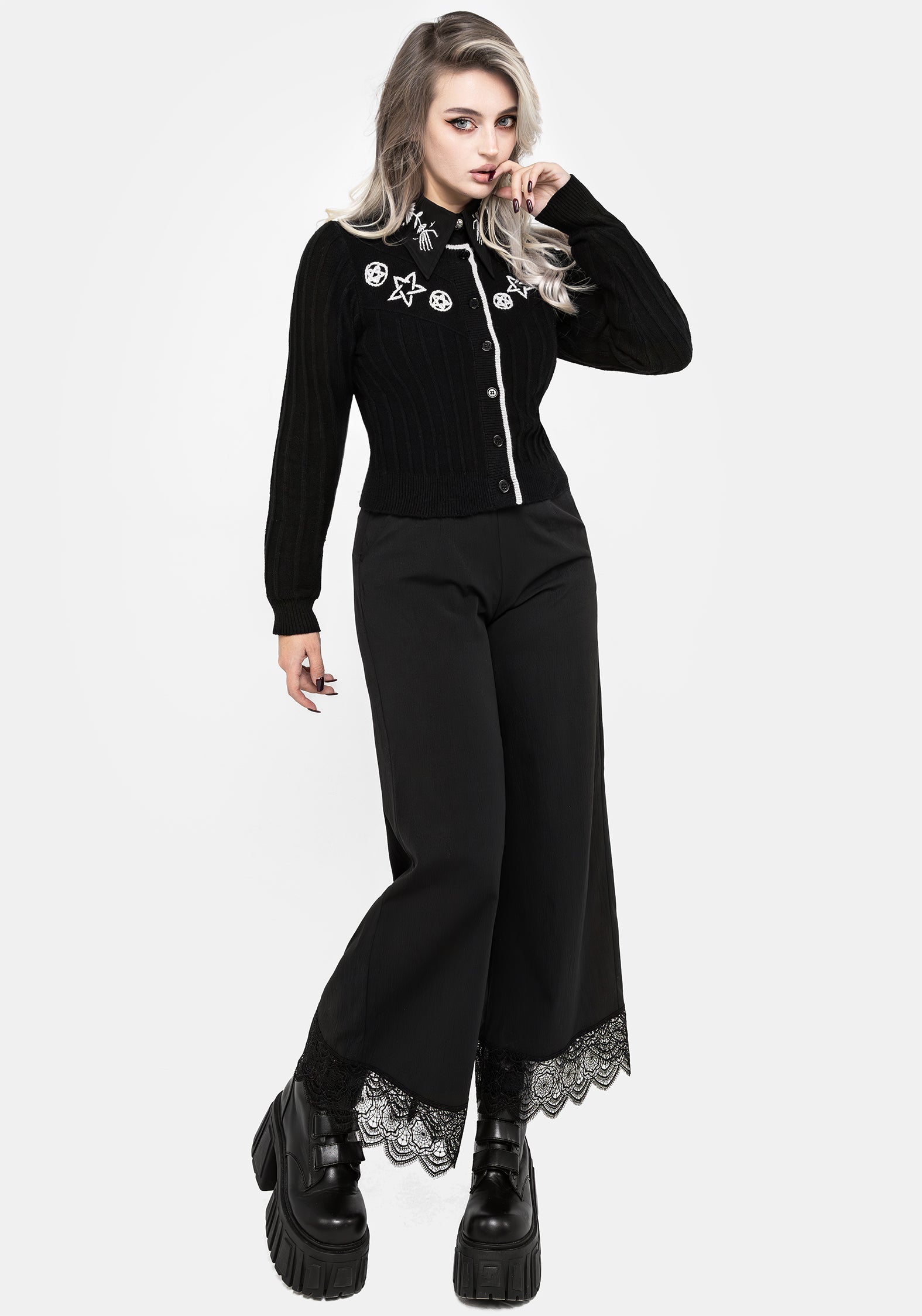 Pentagram Embroidered Cardigan