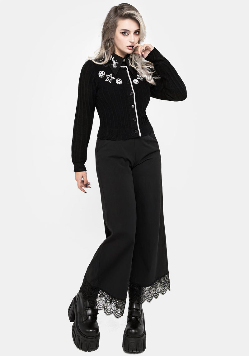 Pentagramm Bestickt Cardigan