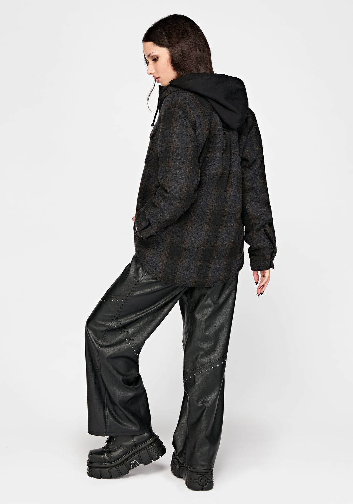 Marceline Mit Kapuze Pocket Karo Shacket