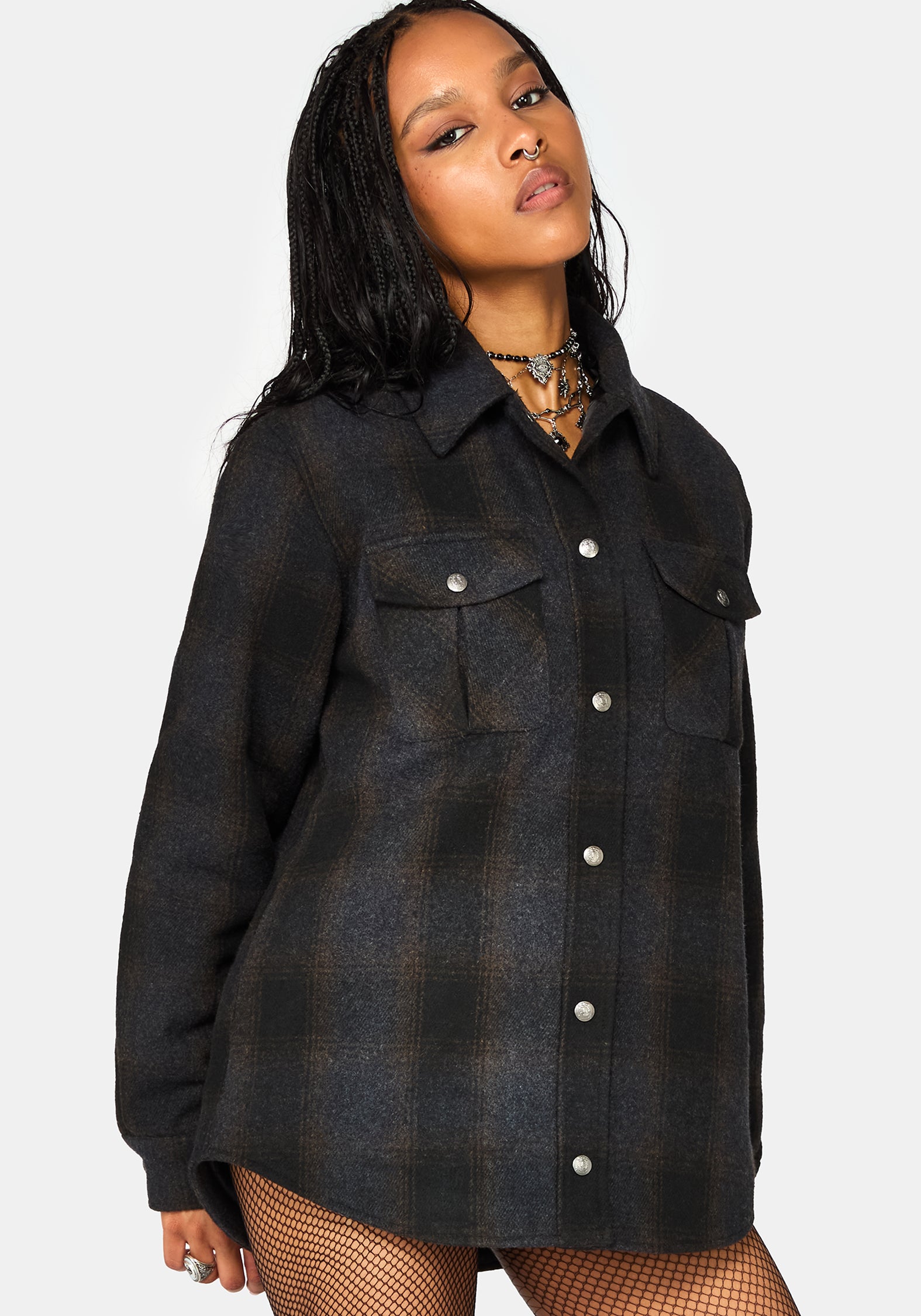 Marceline Hooded Pocket Check Shacket