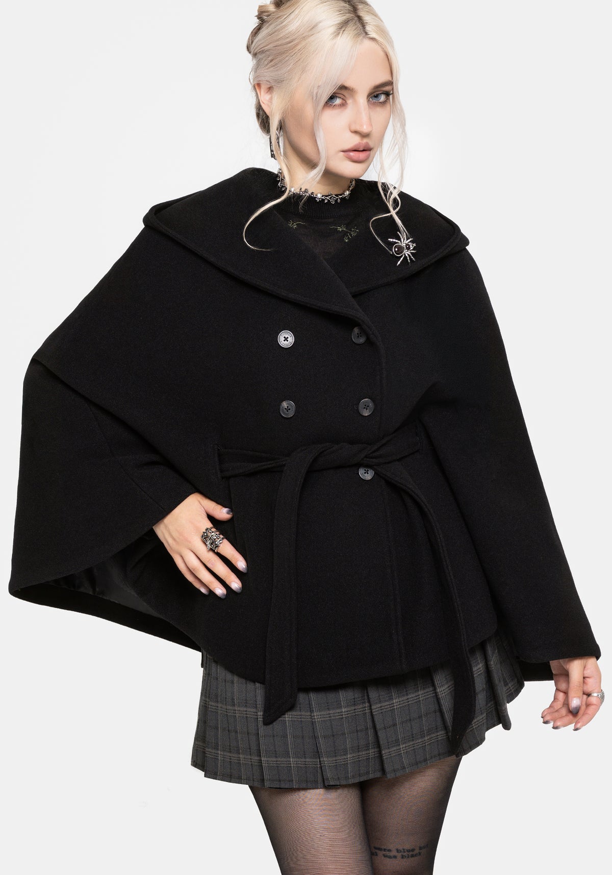 Althea Mit Kapuze Spider Pin Detail Cape