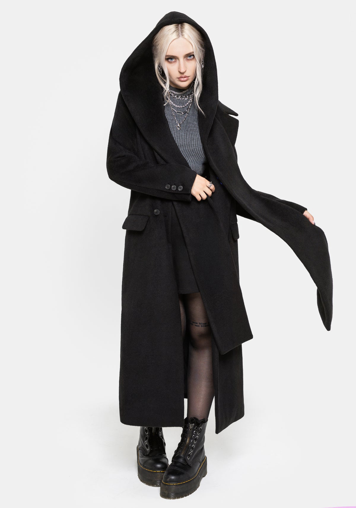 Lethe Mit Kapuze Scarf Lang geschnitten Mantel